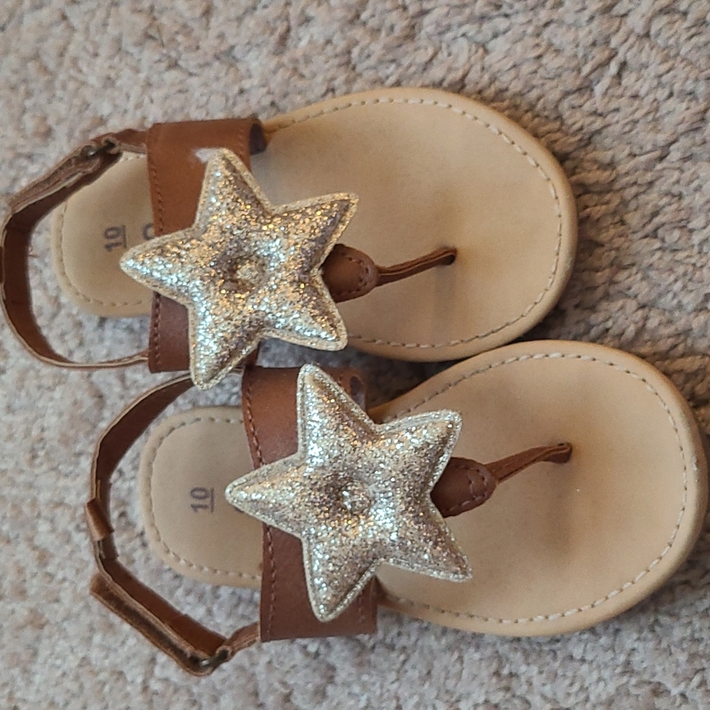 Gold and tan sandals